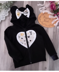 Bluza czarna zamek, uszy miki 