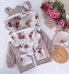 Kurteczka jesienna beż z herbaciane róże 