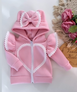 Bluza miś puder z koronkami