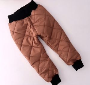 Spodnie pikowane ocieplane brąz do panterka