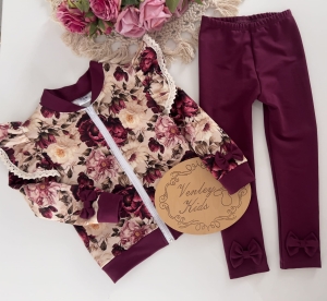 Zestaw BURGUNDOWE KWIATY 