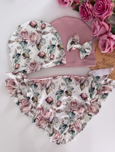 Czapka z chustą  KWARC Z ZIMOWY KWIAT