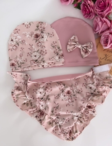 Czapka z chustą  KWARC Z NEWBIE PINK