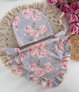 Czapka z chustą RÓŻE NA BŁĘKICIE