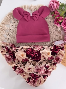 BURGUNDOWE KWIATY  z perełkami   