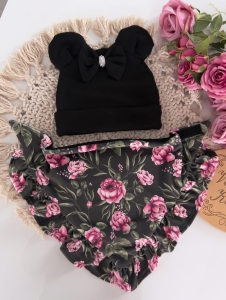 RÓŻOWY KWIAT z perełkami  