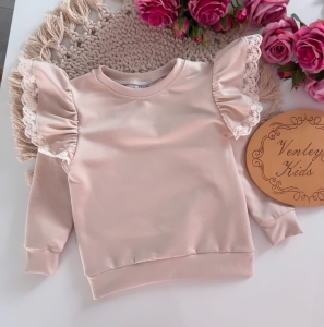 Bluza beżowa tiulowe motylki