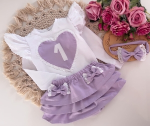 Zestaw urodzinowy ze spódniczką bloomers lila