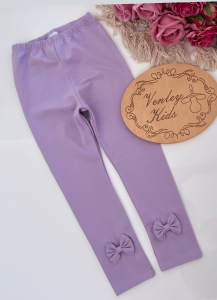 Leginsy lila z kokardką