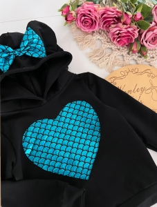 Bluza czarna z holo turkus