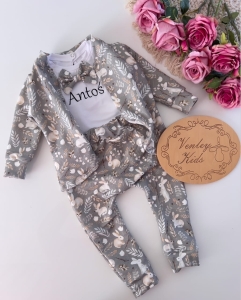 Garniturek zajączki siwe 