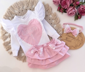 Zestaw urodzinowy ze spódniczką bloomers puder