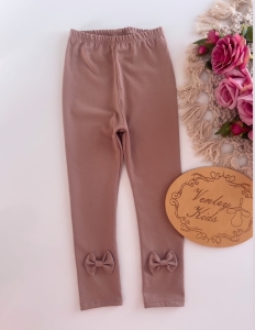 Leginsy CIEMNY BEŻ z kokardką 