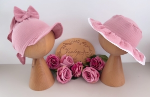 Kapelusik z chustą muślin kwarc