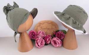 Kapelusik z chustą muślin plumeti khaki