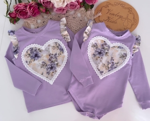 Body / Bluzeczka lila z fioletowe bukieciki