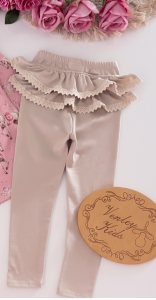 Leginsy beżowe z koronką