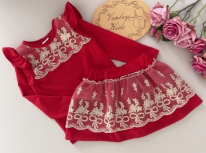 Zestaw czerwony z koronką  