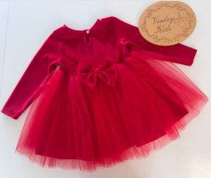 Sukienka czerwona welur + tiul 