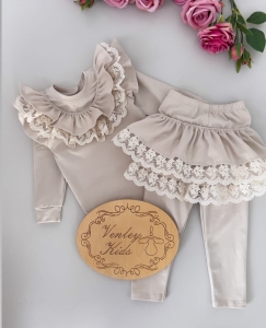 Zestaw beż z koronką 