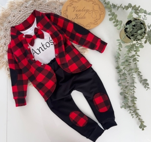 Garniturek CZERWONO CZARNA kratka