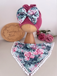 Turban z kokardą + chusta motyli raj