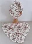 Turban z chustką NEWBIE KREM + koronka
