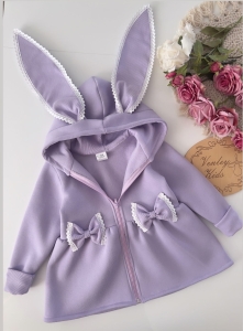 Płaszczyk Królik lila z prążkiem i koronką 