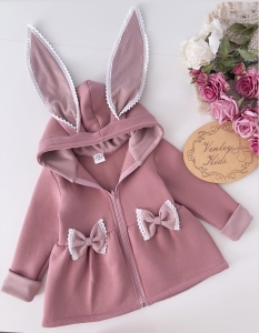 Płaszczyk Królik kwarc z prążkiem i koronką