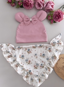 BŁĘKITNE KWIATUSZKI z perełkami  