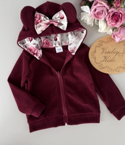 Bluza sztruks bordo z kwarcowy kwiat