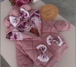 Kurteczka kwarc z liliowy raj  + koronka