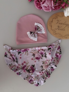 Czapka z chustką kwarc z liliowy raj 