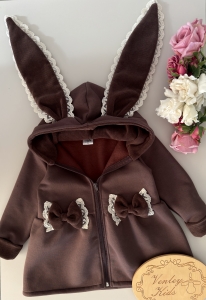 Płaszczyk Królik czekolada z koronką 