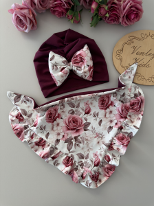 Turban z chustką kwarcowe kwiaty 