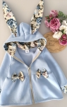Płaszczyk Królik baby blue + kwiat błękit