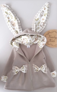 Płaszczyk Królik beż z koronką  zajączek