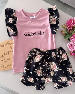 Komplecik RÓŻE NA CIEMNYM  lato 2 el  