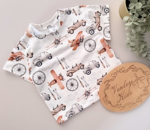 Bluzeczka Oversize krótki rękawek Samolot retro