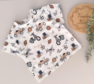 Bluzeczka Oversize krótki rękawek Autka retro