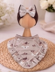 Czapka chusta opaska czekolada + lisek boho