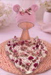Czapka chusta opaska kwarc+ łabędzie z kwiatem