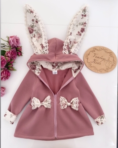Płaszczyk Królik kwarc + roses + koronka