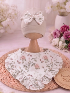 Czapka z chustką beż z delikatność 