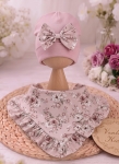 Czapka z chustką kwarc z newbie pink