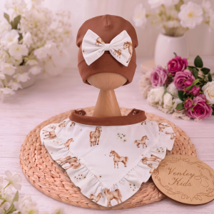 Czapka z chustką brąz z KonikoveLove