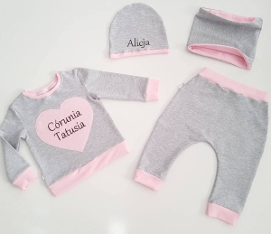 Komplecik siwo pudrowy 4 elementy