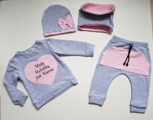 Komplecik 4 częściowy siwo pudrowy