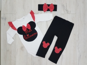 Czerwone grochy MINNIE 3 elementy