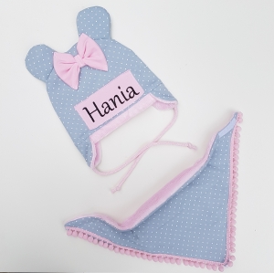 Zestaw zimowy w kropeczki z imieniem